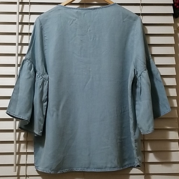 HARVÈ BENARD PACIFIC BLUE BELL SLEEVE TOP L NWT - Picture 2 of 4